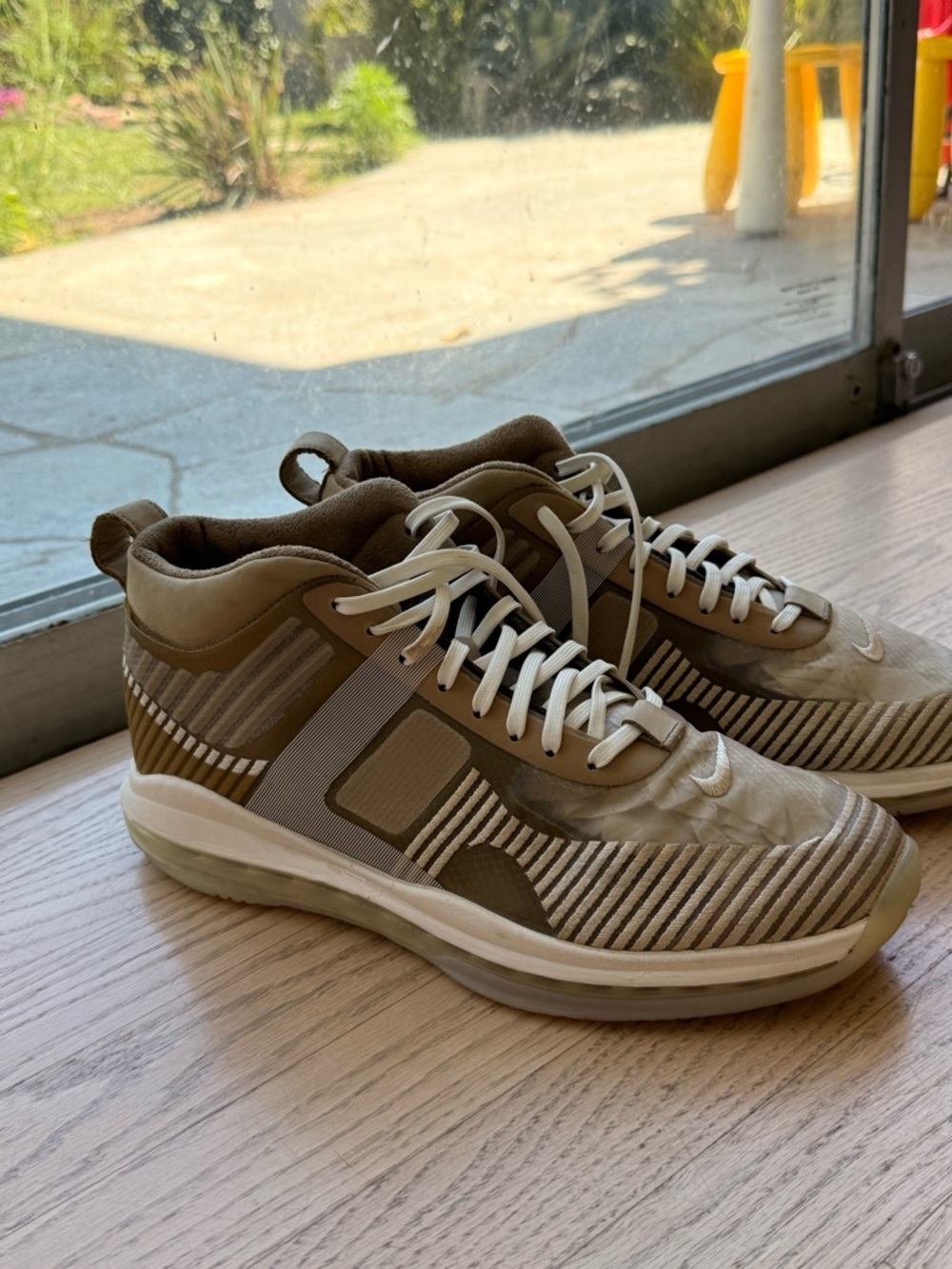 Nike x LeBron x John Elliot Men's High-Top Sneakers in Olive and White